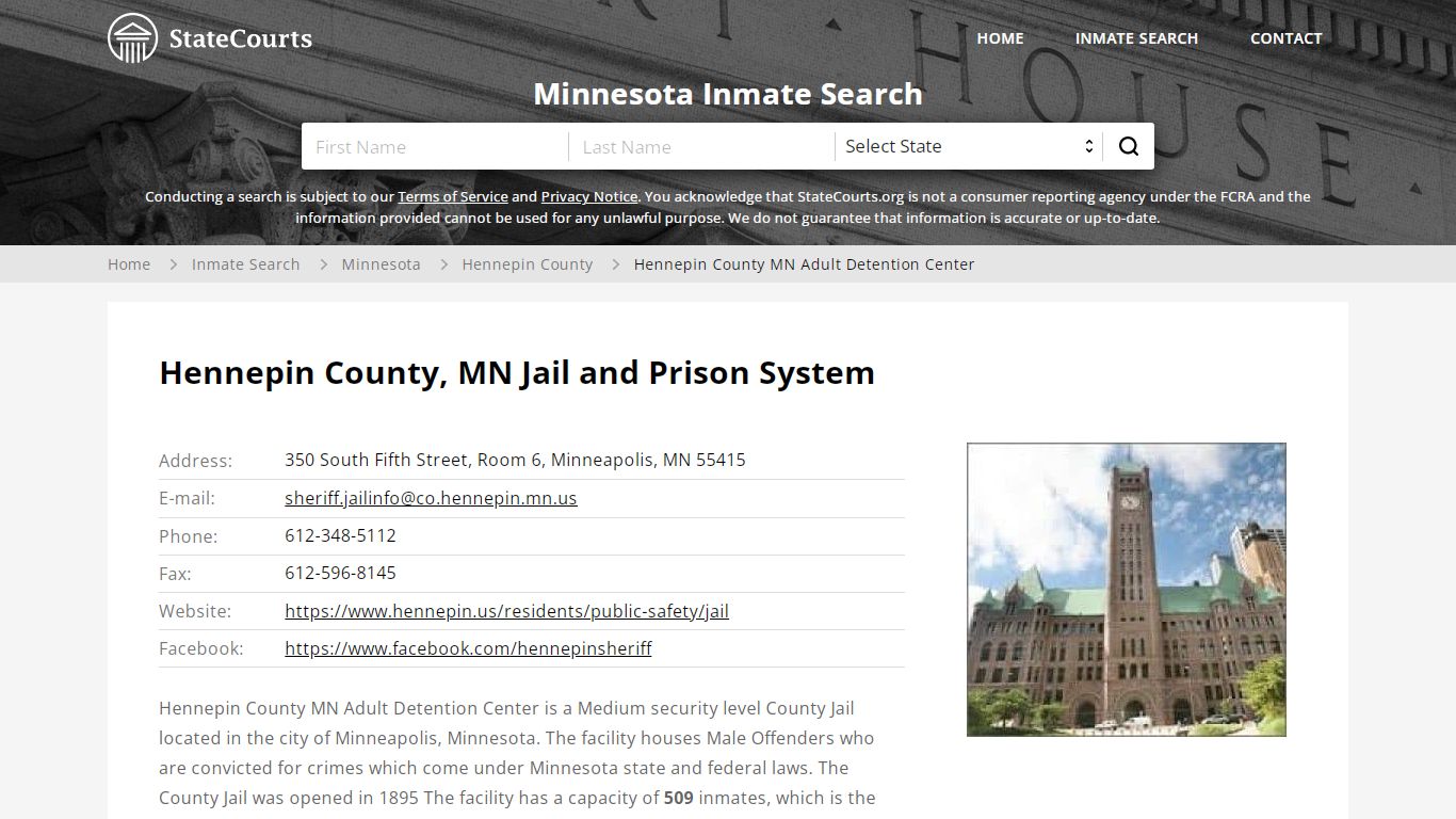 Hennepin County MN Adult Detention Center Inmate Records Search ...